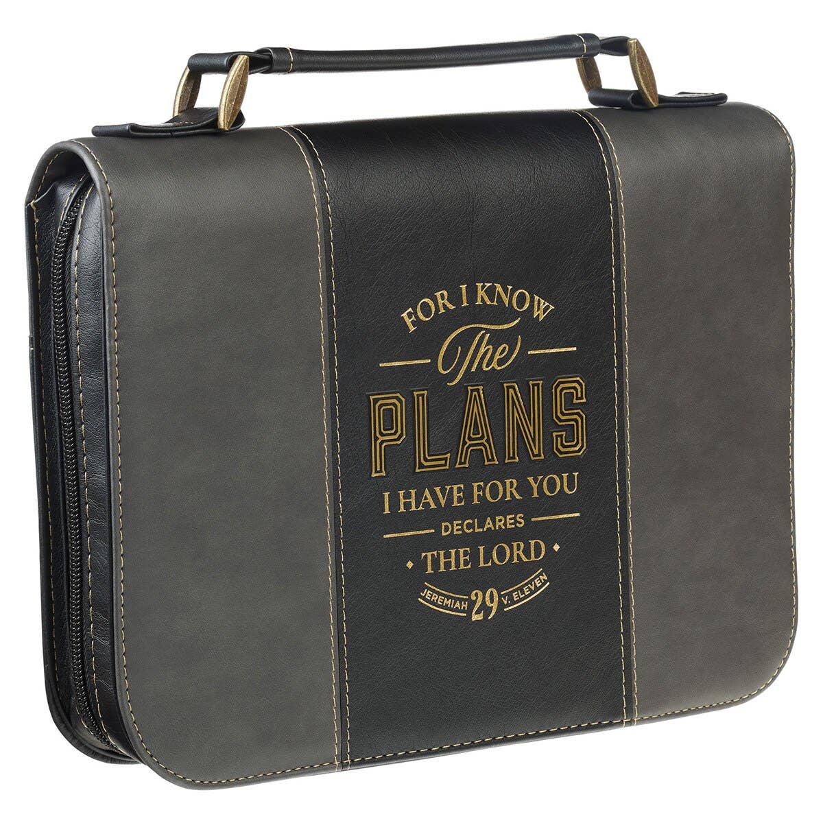 Bible Cover Classic Black/Gray I Know the Plans Jer. 29:11 M