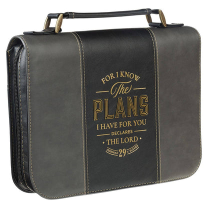 Bible Cover Classic Black/Gray I Know the Plans Jer. 29:11 M