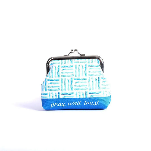 Coin Purse - Pray Wait Trust Blue