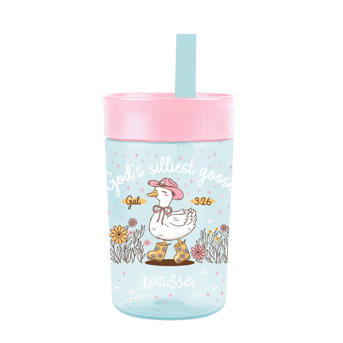 Kerusso 15 oz Silicone Straw Cup Goose & Lamb (2 Pack)