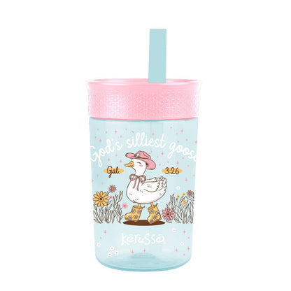 Kerusso 15 oz Silicone Straw Cup Goose & Lamb (2 Pack)