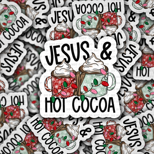 DS 2322 - Jesus and hot cocoa Die Cut Sticker