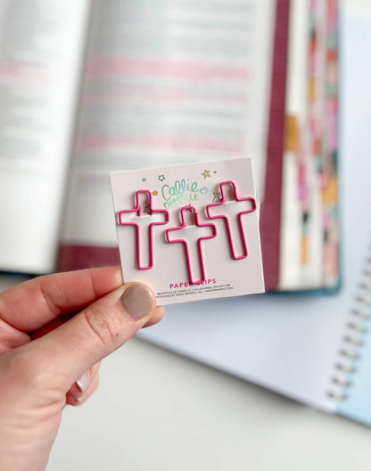 Pink Cross Paperclips
