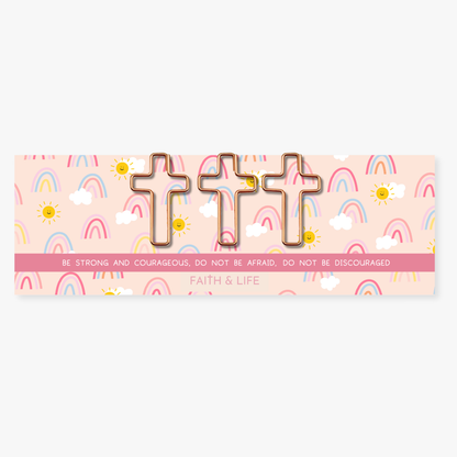 Cross Paperclip and Bookmark Set: Be Strong And Courageous