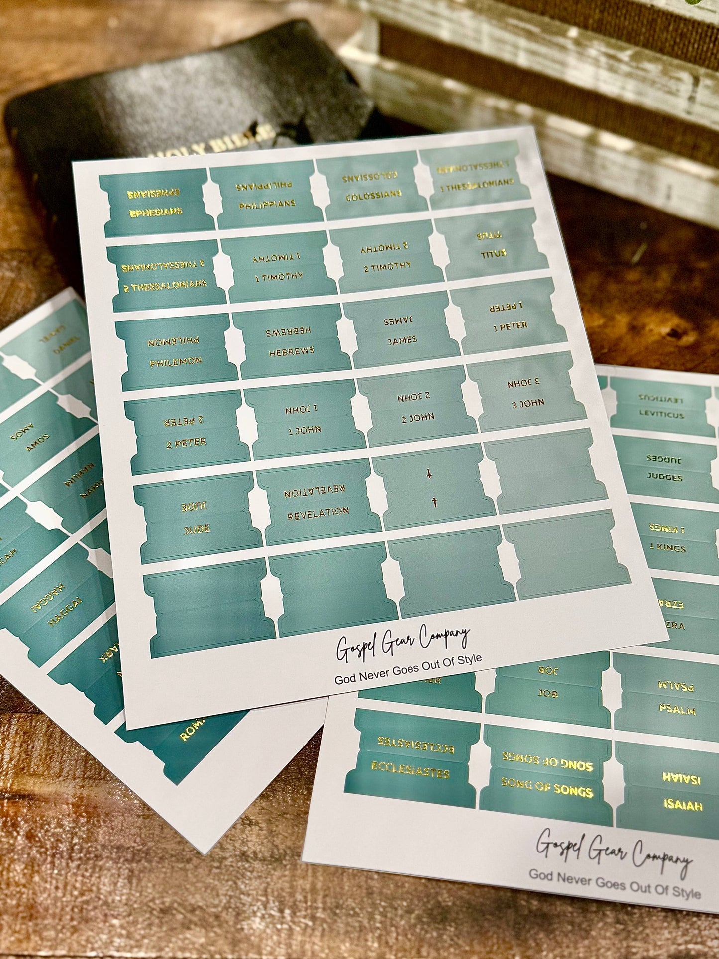 Gold Foil Sea Foam Matte Bible Tabs