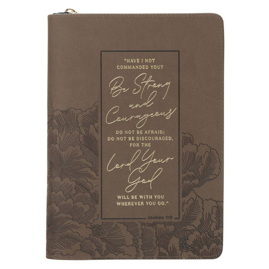 Journal Classic Zip Brown Strong & Courageous Josh. 1:9 2025