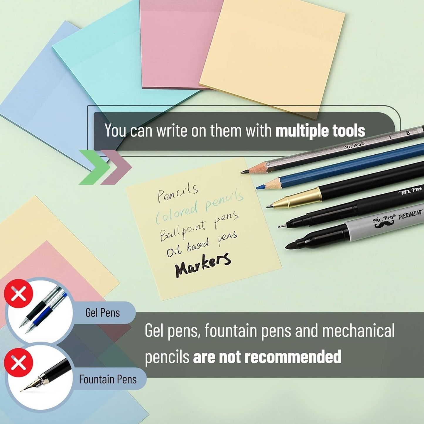 Mr. Pen Transparent Sticky Notes - 3x3 Size