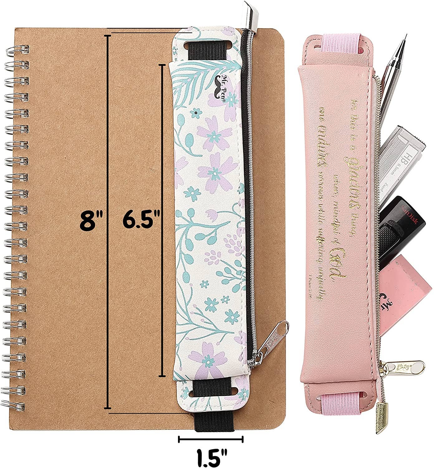 Adjustable Leather Pen Holder - 2 Pack