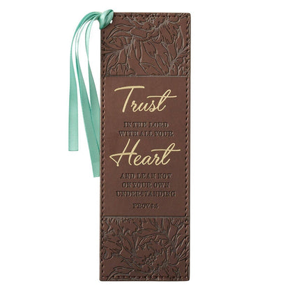 Bookmark Faux Leather Brown Trust in the Lord Prov. 3:5