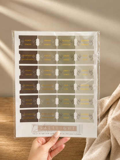 Bible Tabs — Pine Green + Gold Foil (Matte-Coated)
