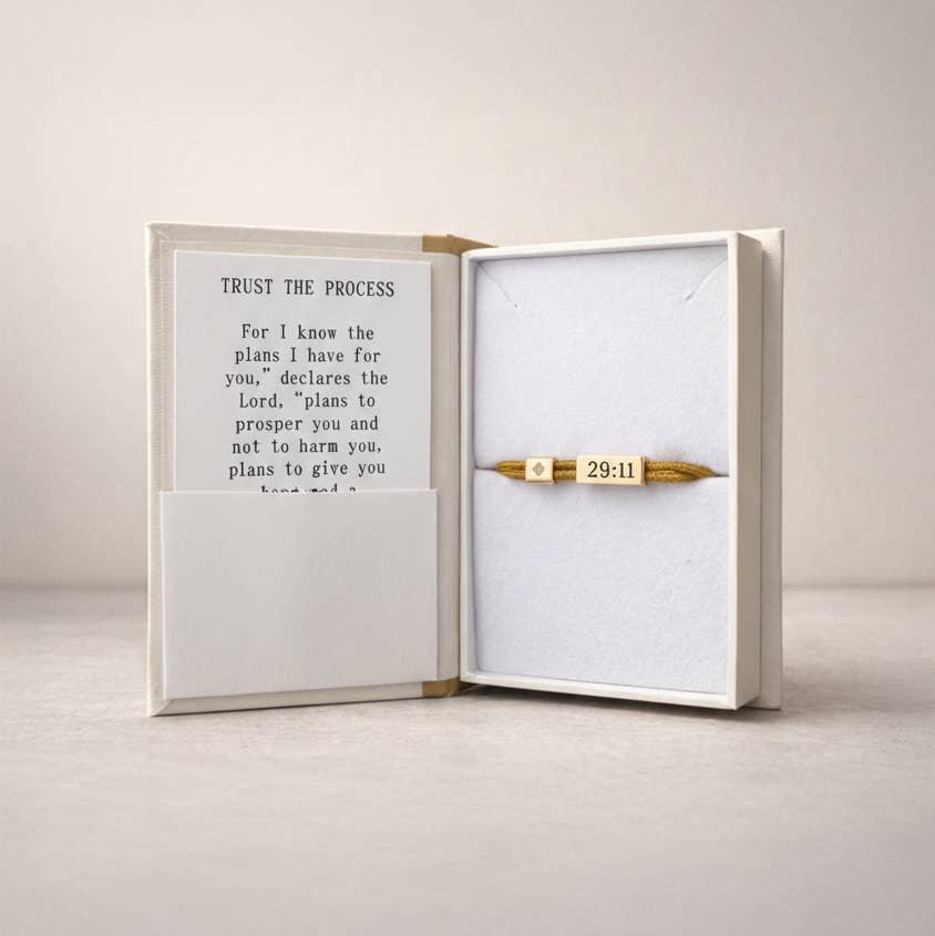Sentiment Bracelet – 29:11 | Trust the Process, Mustard Cord