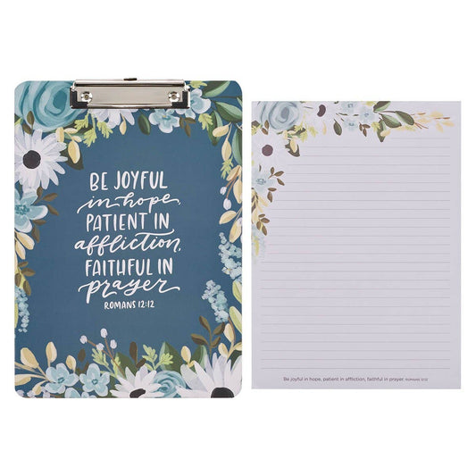 Clipboard w/ Pad Blue Be Joyful in Hope Rom. 12:12