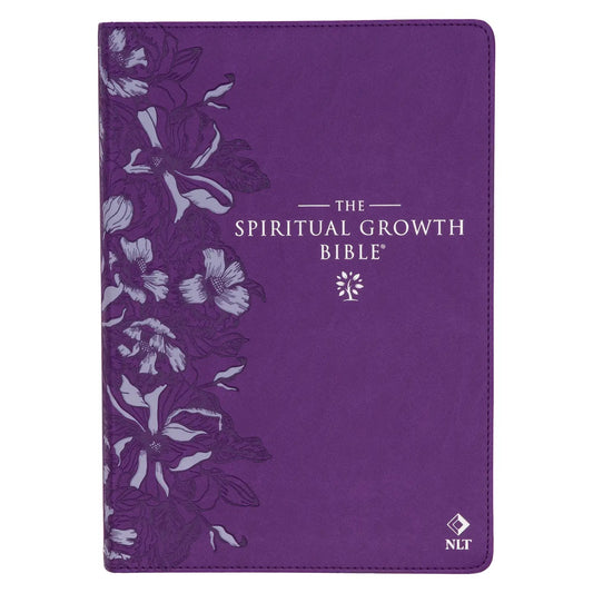 Nlt, the Spiritual Growth Bible Faux Leather, Purple Floral