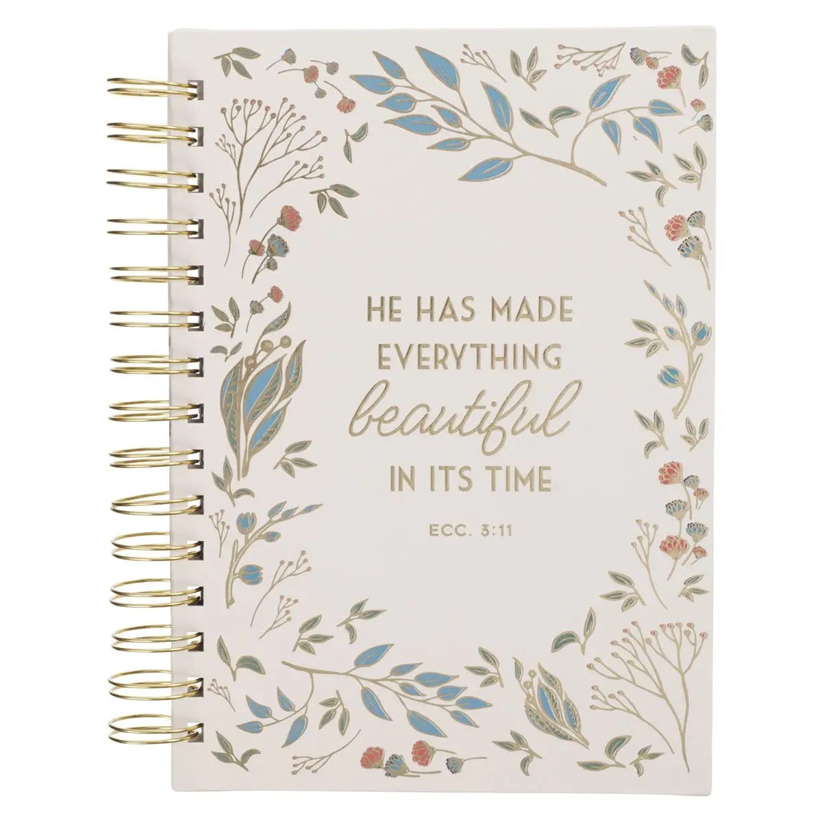 Journal Wirebound Ivory Floral Everything Beautiful Ecc 3:11