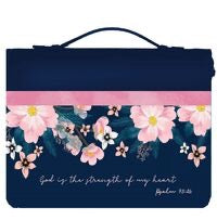 GOD IS STRENGTH BIBLE COVER, NAVY XL
