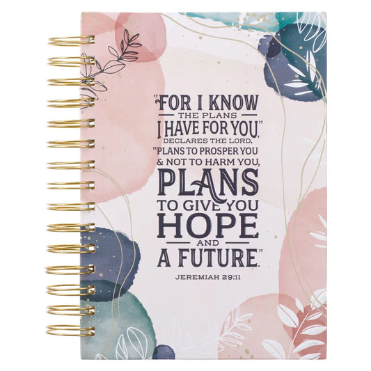 I Know the Plans Muted Watercolor Wirebound Journal - Jeremiah 29:11