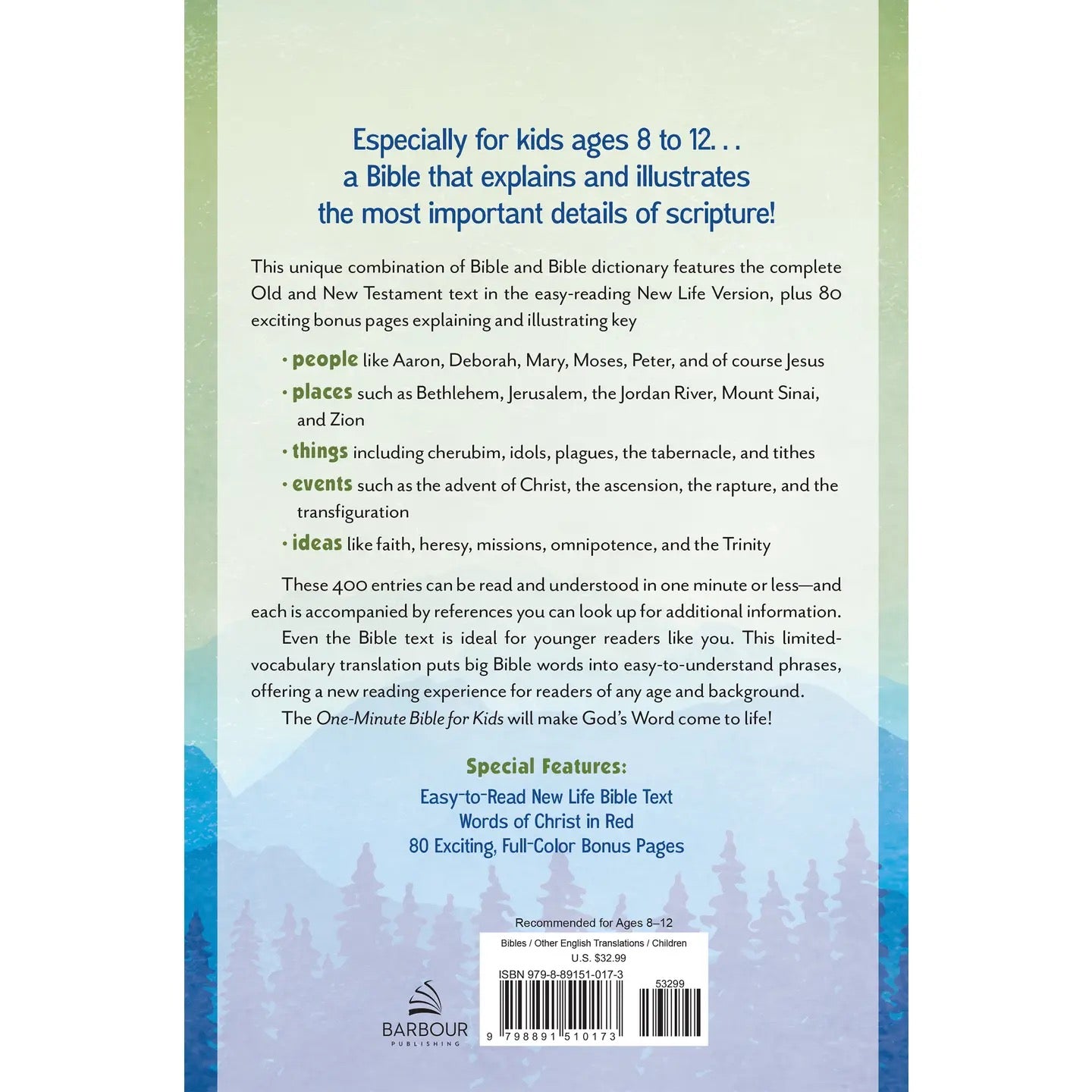 One-Minute Bible For Kids [Boys' Cover] : New Life Version