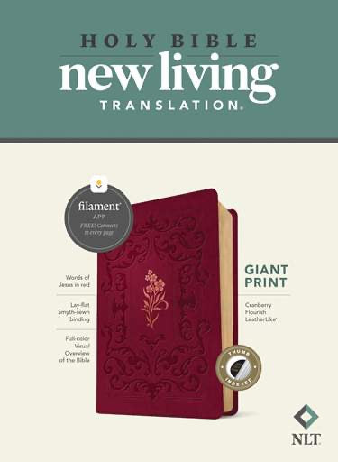 NLT Giant Print Bible, Filament Enabled- Cranberry, LeatherLike