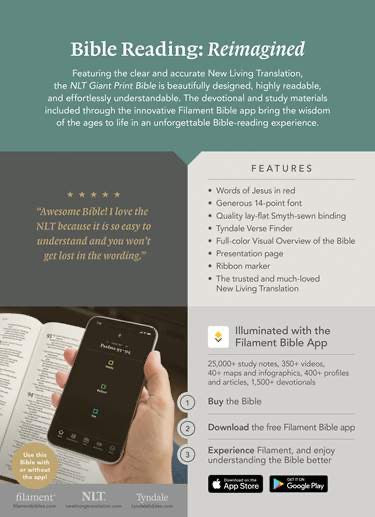 NLT Giant Print Bible, Filament Enabled- Cranberry, LeatherLike