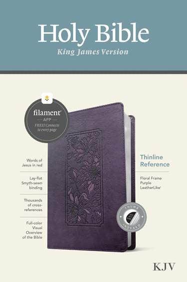 KJV Thinline Reference Bible, Filament Enabled- Floral Frame