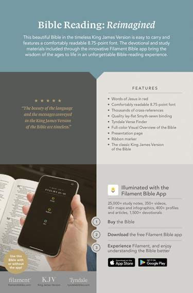 KJV Thinline Reference Bible, Filament Enabled- Floral Frame