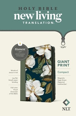 NLT Compact Giant Print Zipper Bible, Filament Enabled (Magnolia)