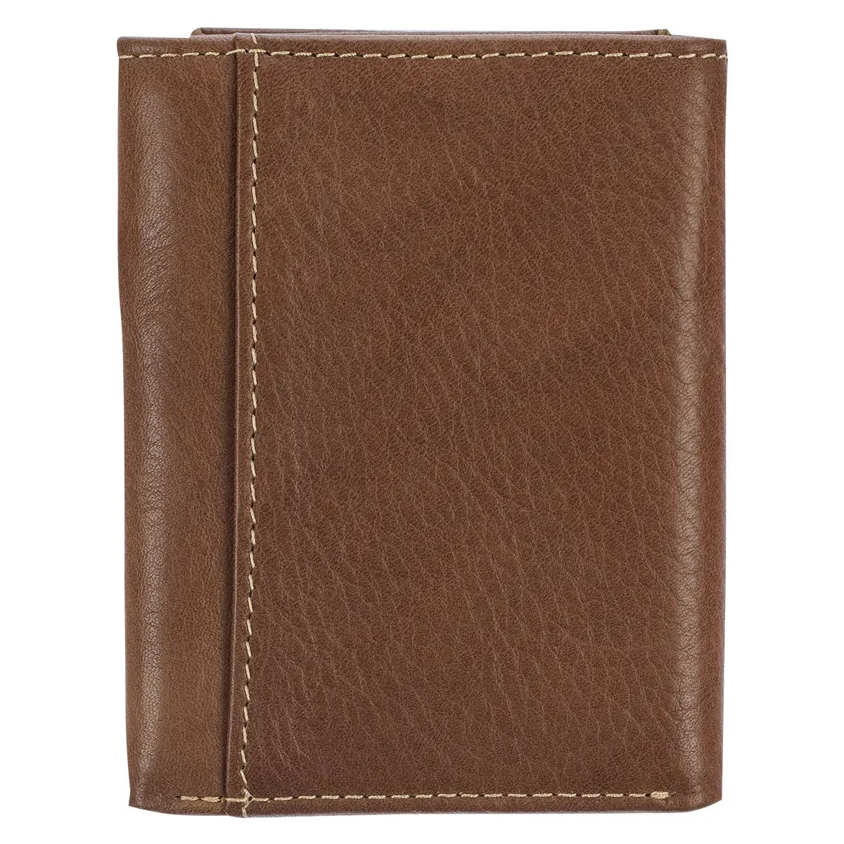 Ichthus Fish Brown Genuine Leather Trifold Wallet