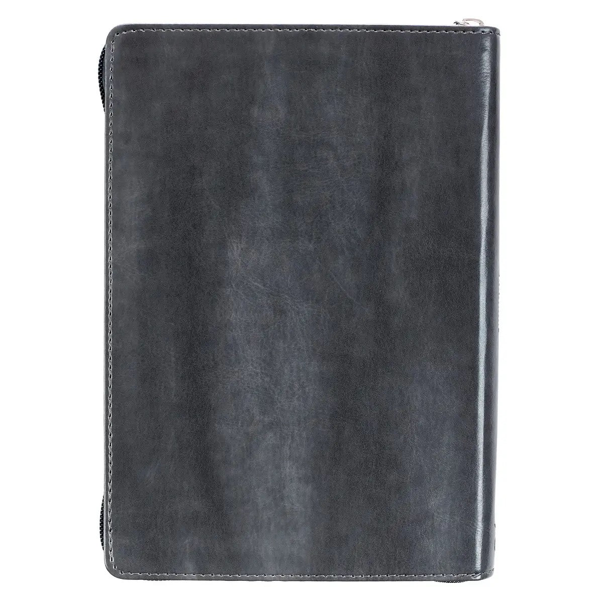 Be Strong and Courageous Classic Gray Faux Leather Journal with Zipper Closure - Joshua 1:9