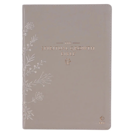 Embroidered Taupe Faux Leather Spiritual Growth Bible