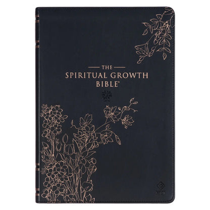 Midnight Blue Faux Leather Spiritual Growth Bible