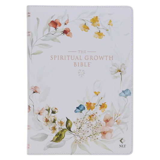 Cream-colored Floral Faux Leather Spiritual Growth Bible