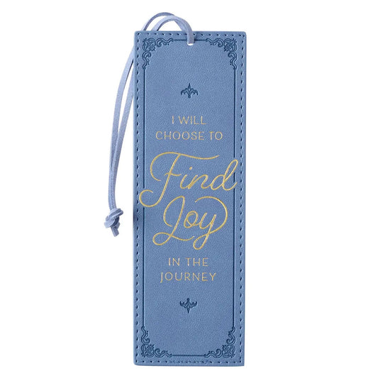 Find Joy in the Journey Blue Faux Leather Bookmark