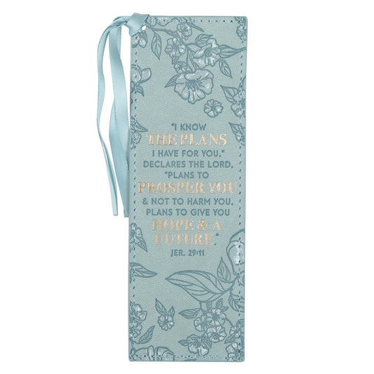 Plans to Prosper You Teal Faux Leather Bookmark – Jeremiah 29:11