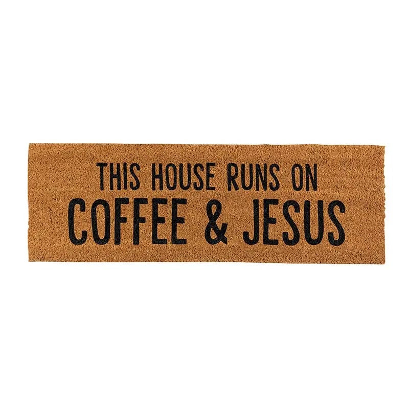 Doormat - This House Runs On Coffee & Jesus