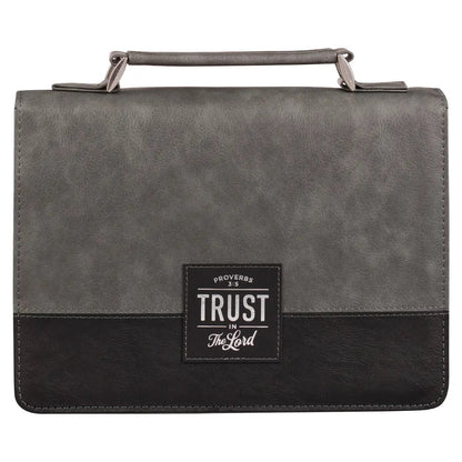 Trust in the LORD Gray and Black Faux Leather Bible Cover - Medium