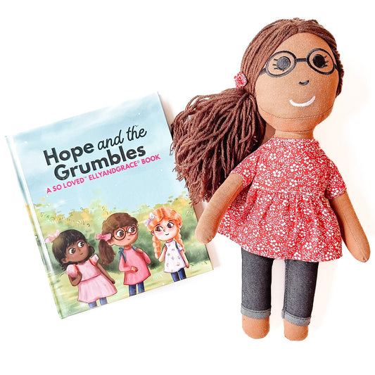 "Hope & the Grumbles" Book + Linen Doll Set