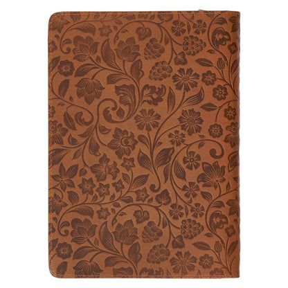 Journal Classic Zip Brown Floral All Things Phil. 4:13