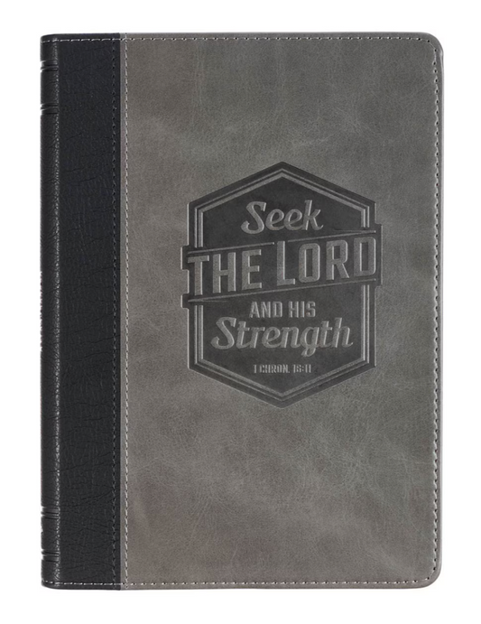 Seek the Lord Black and Gray Faux Leather Classic Journal - 1 Chronicles 16:11