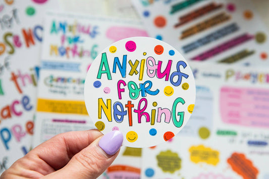 Anxious for Nothing Circle Smiles Vinyl Sticker