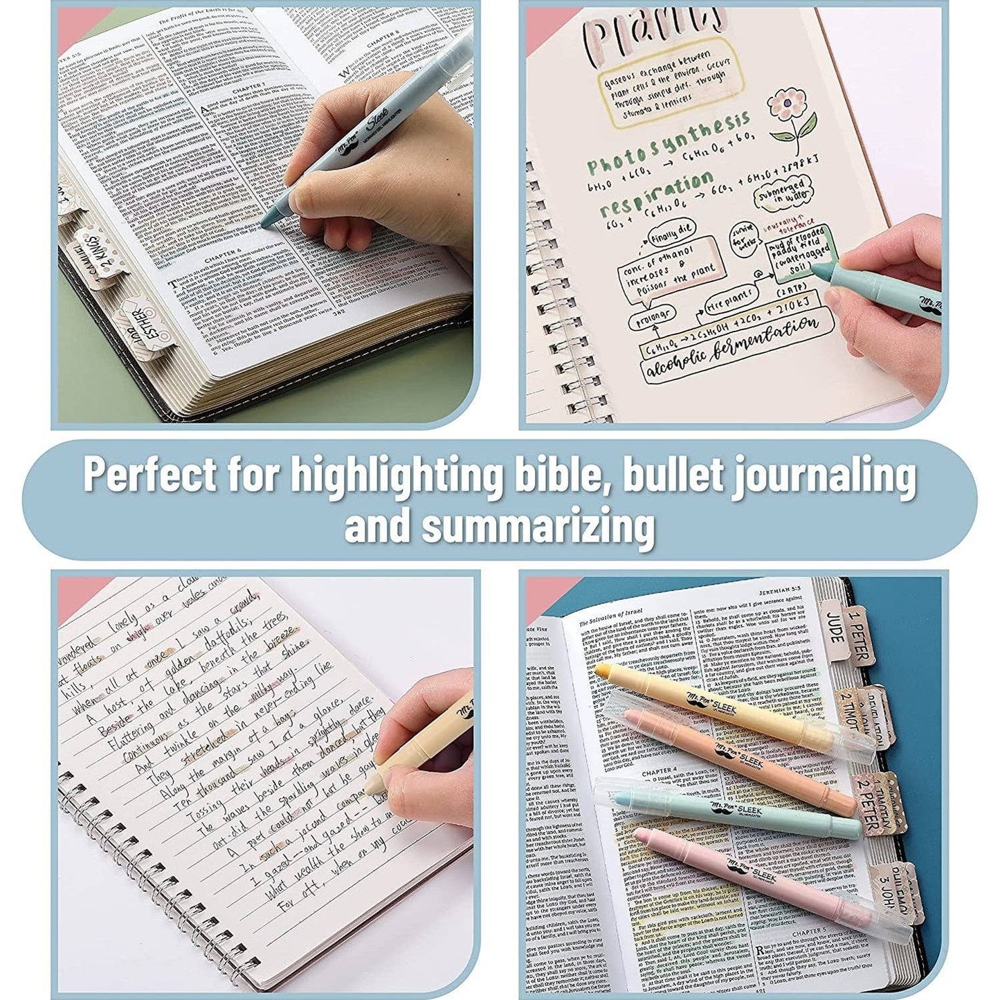 Gel Highlighters, 8 Pack, No-Bleed, Twist-Up Design