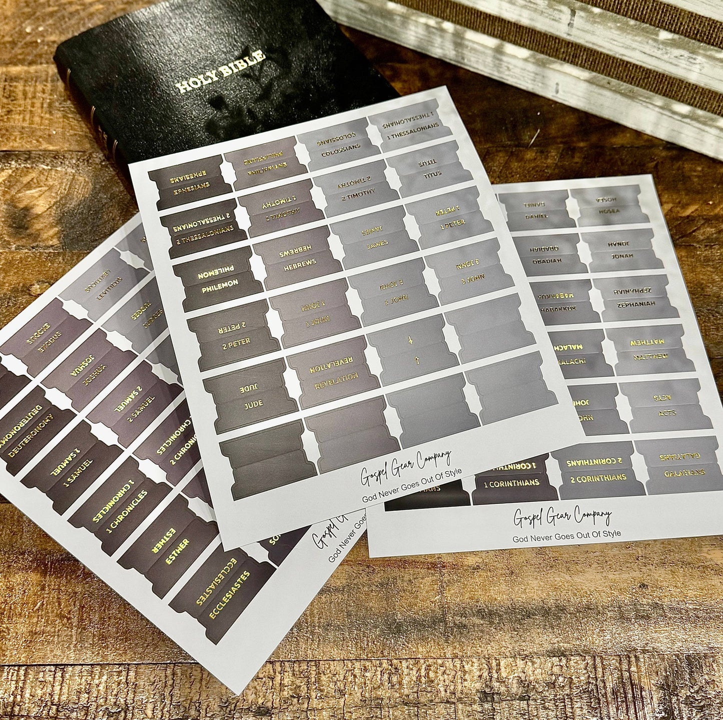 Gold Foil Smoky Coal Matte Bible Tabs