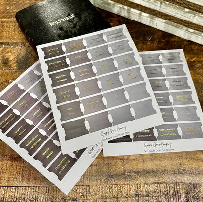 Gold Foil Smoky Coal Matte Bible Tabs