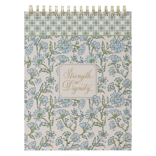 Spiral Notepad XL Blue Floral Strength & Dignity Prov 31:25