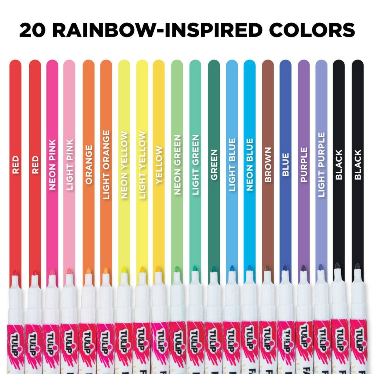 Tulip Fine-Tip Fabric Markers Rainbow 20 Pack