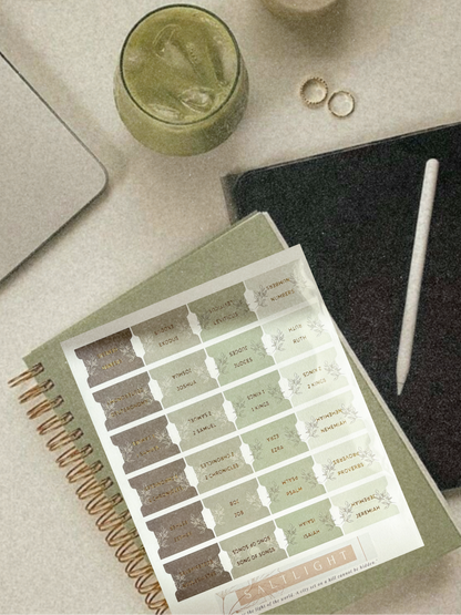 Bible Tabs — Pine Green + Gold Foil (Matte-Coated)