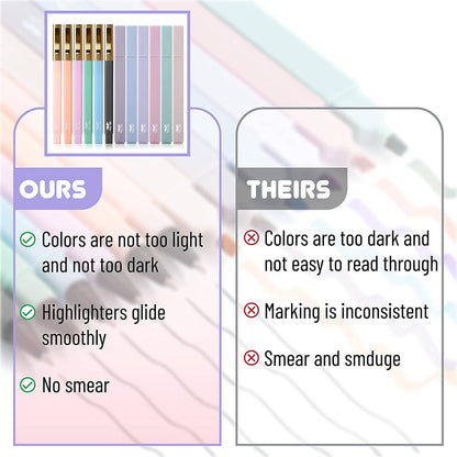 Mr. Pen Aesthetic Highlighters & Black Ballpens Set