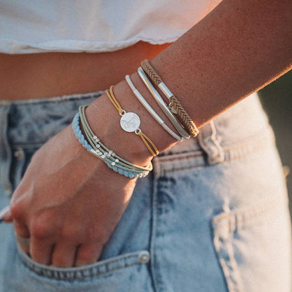 "Grow" Earthy Toned Silver Palm Tree Charm Hair Tie Bracelets