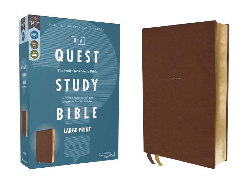 NIV Quest Study Bible, Large Print, Leathersoft Brown