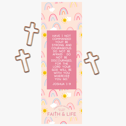 Cross Paperclip and Bookmark Set: Be Strong And Courageous