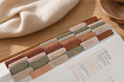 Bible Tabs — Earth Tone + Gold Foil (Matte-Coated)